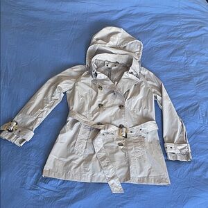 ANORAK packable Cream Hooded Trench Coat Women’s M-  NWOT